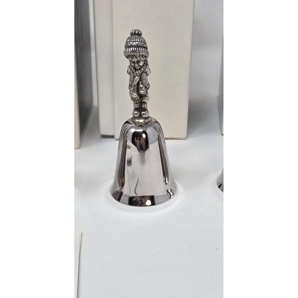 Reed & Barton Yuletide Bell Lot 8 Silverplate Christmas Figural Bells w/ Boxes